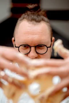 The chef prepares dough Stock Photos