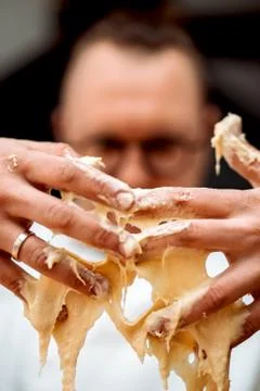 The chef prepares dough Stock Photos