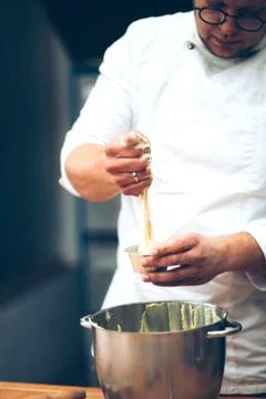 The chef prepares dough Stock Photos