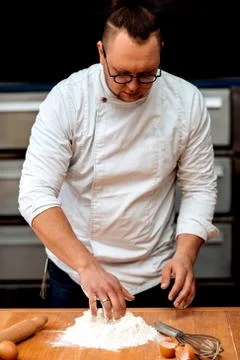 The chef prepares dough Stock Photos