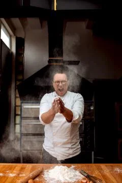 The chef prepares dough Stock Photos