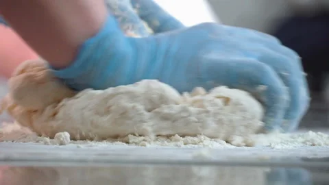 The chef prepares the dough for the pie Stock Footage 158020662