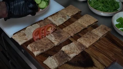 Chef Prepares Flatbread Dish Stock Footage 319951185