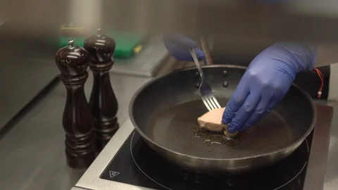 The Chef Prepares The Foie Gras Stock Footage 87561503