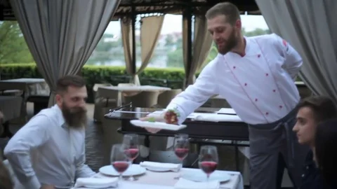 The chef prepares the Foie gras for the guests Video stock 79799406