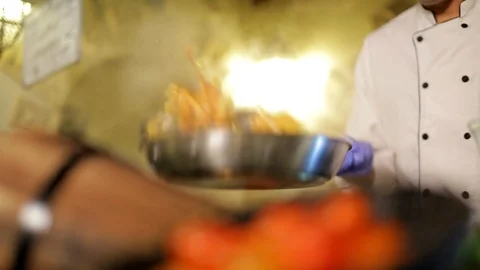 The Chef Prepares Food With Cherry tomatoes 스톡 동영상 95698396