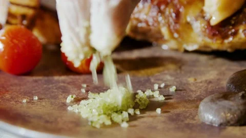 Chef prepares a gourmet dish close up Stock Footage 143562414