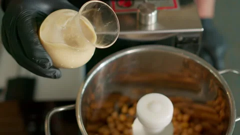 The chef prepares the hummus Stock Footage 136999118