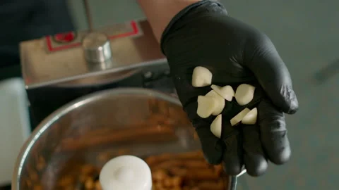 The chef prepares the hummus Stock Footage 136999198