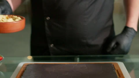 The chef prepares the hummus Stock Footage 137000194