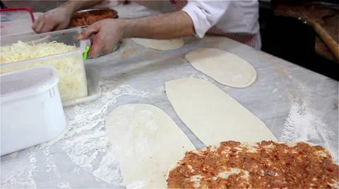 The Chef prepares the lahmacun Stock Footage 58770211