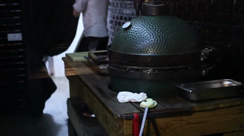 Chef prepares the meat in the grill 스톡 동영상 64872621
