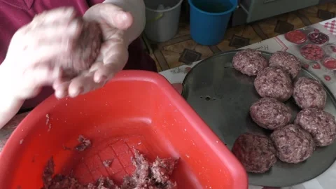 The chef prepares minced deer cutlets Video stock 156677974