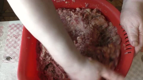 The chef prepares minced meat cutlets Stock Footage 164038455