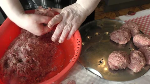 Chef prepares minced meat cutlets Stock Footage 169330241