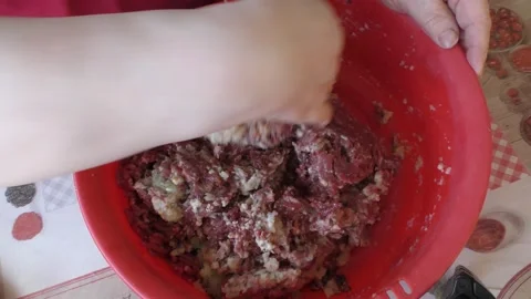 Chef prepares minced meat cutlets Stock Footage 171984344