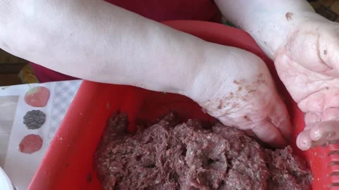 Chef prepares minced meat cutlets Stock Footage 171985429