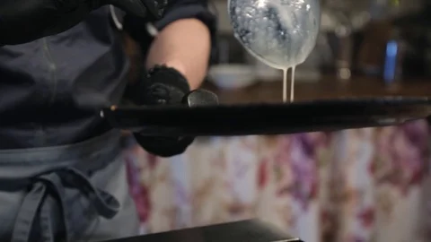 The chef prepares pancakes Stock Footage 95108366