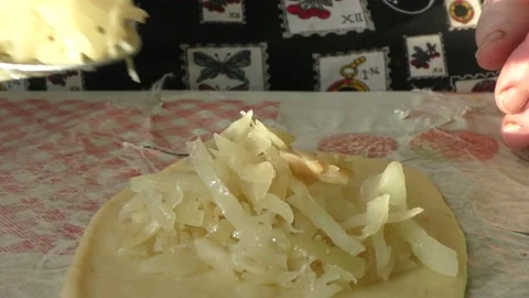 The chef prepares pies with cabbage Stock Footage 164360892