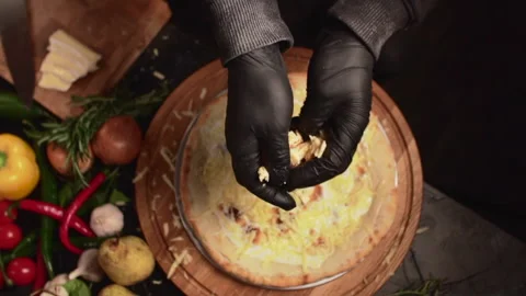 The chef prepares pizza. Stock Footage 145356191