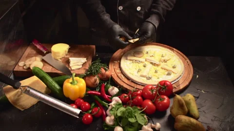 The chef prepares pizza. Video stock 147452190