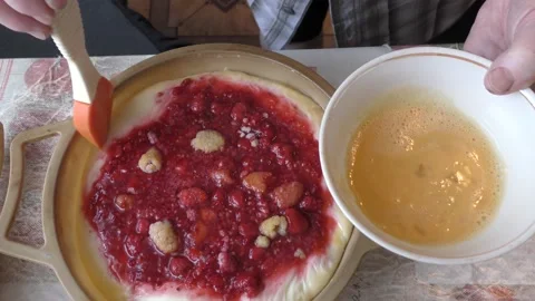 The chef prepares a raspberry pie Stock Footage 164361229