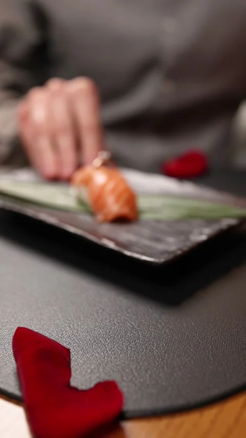 Chef prepares rolls and sushi in the kitchen Stock Footage 266801082