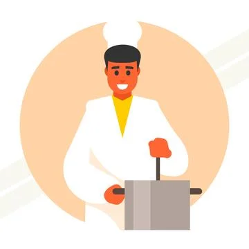 Chef-prepares-soup Stock Illustration