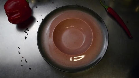 Chef prepares soup with prawns Stock Footage 83891056
