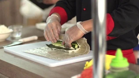 Chef Prepares Sushi Stock Footage 74596868