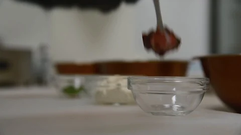 The chef prepares a tortilla. Close up Stock Footage 87135337