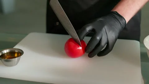 The chef prepares a vegetable salad Stock Footage 137322067