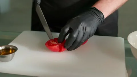 The chef prepares a vegetable salad Stock Footage 137322123