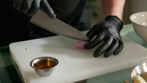 The chef prepares a vegetable salad Stock Footage 137322274