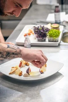 A chef preparing appetizer Stock Photos