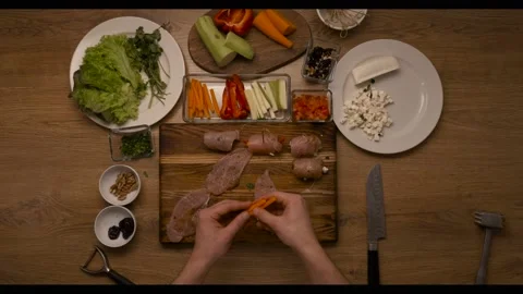 Chef preparing baked chicken fillet, cooking process, finished dish  Video stock 163832740