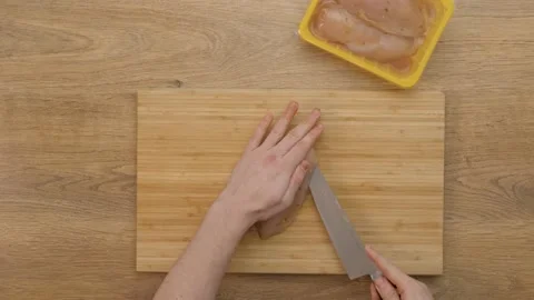 Chef preparing baked chicken fillet, cooking process, finished dish  Stock Footage 163832742