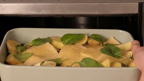 Chef preparing baked chicken fillet, cooking process, finished dish  Video stock 163832954