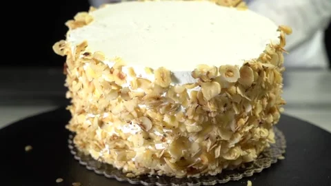 The chef is preparing a birthday or special day cake. Stock Footage 150089561