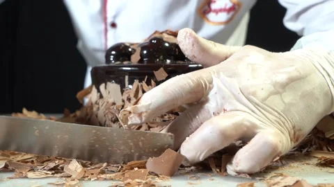The chef is preparing a birthday or special day cake. Stock Footage 150091217
