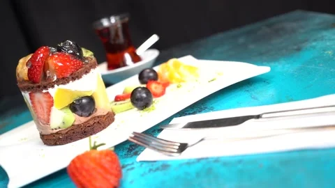 The chef is preparing a birthday or special day cake. Stock Footage 150091519