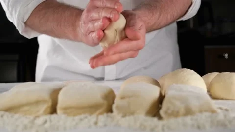 Chef preparing bread dough Stock Footage 203849869