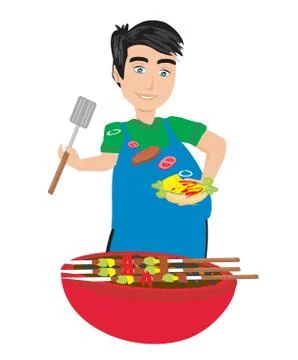 Chef preparing a burger Stock Illustration