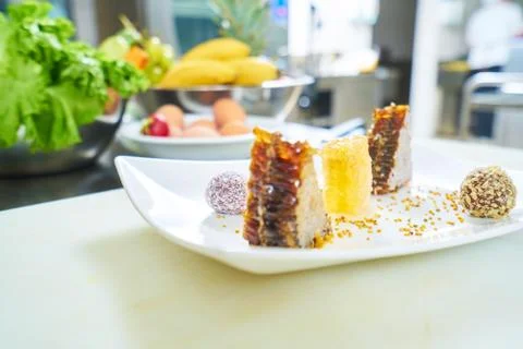 Chef preparing cake Stock Photos