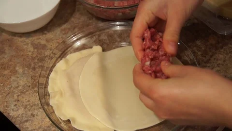 Chef preparing cheburek. Cooking process. Cooking pasties. Minced meat Stock Footage 98244276