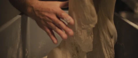 Chef preparing dough for baking. Close up, slow motion. Stock Footage 146918916