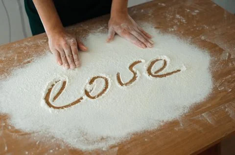 Chef preparing dough - cooking process, work with flour Stock-Fotos