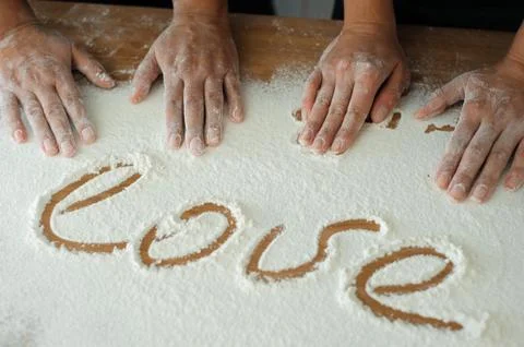 Chef preparing dough - cooking process, work with flour Stock-Fotos