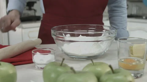 Chef Preparing Dough for Pie with Kitchen Device Stock Footage 160963972