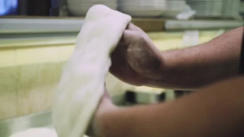 Chef preparing the dough for the pizza. Stock Footage 147704268